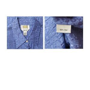 TALBOTS Women Textured 100% Pure Silk Collared Button-up Top - Sz 10